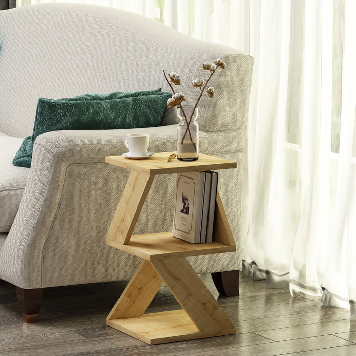 Hanah Home Albeni Sapphire Oak Mesa Lateral Roble Zafiro 30x50x30 cm Tablero Melamina 18mm